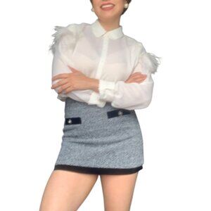 Zara Basic white shirt  with feather shoulders